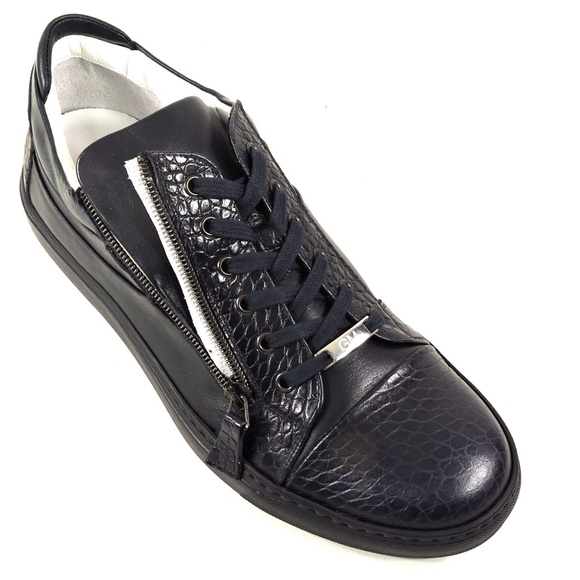 GOOD MAN 🇮🇹 MEN'S NAVY BLUE LEATHER COMFORT FASHION SNEAKERS - Picture 8 of 8